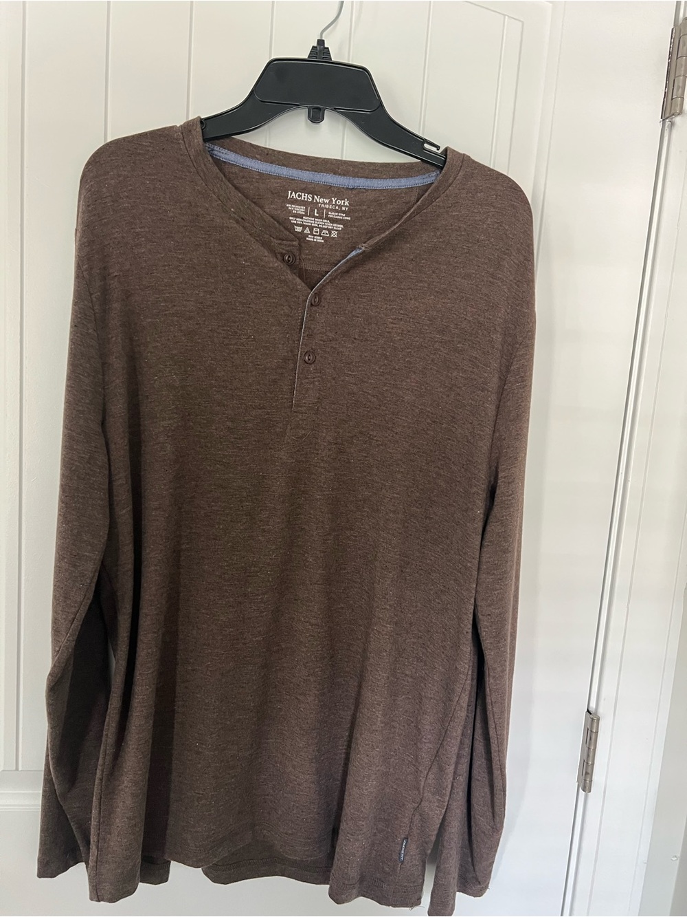 Jachs New York Men's Brown Long-Sleeve Henley Shirt